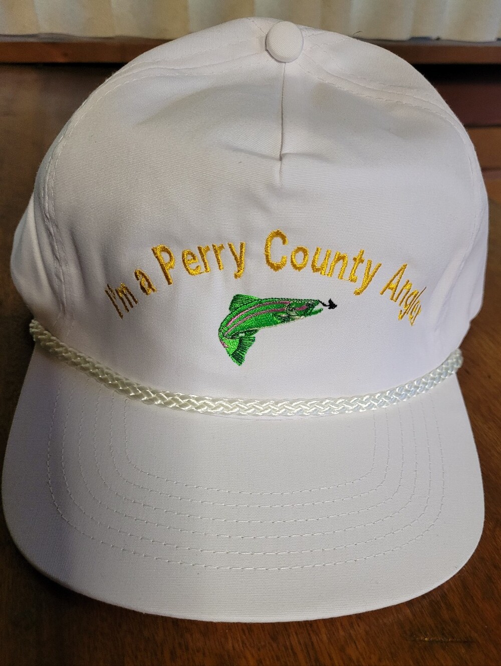 White Perry County Angler Embroidered Hat (C02)